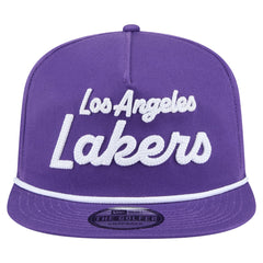 Los Angeles Lakers Team Text Golfer Snapback Hat - Purple | New Era sale