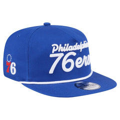 Philadelphia 76ers Team Text Golfer Snapback Hat - Royal | New Era online