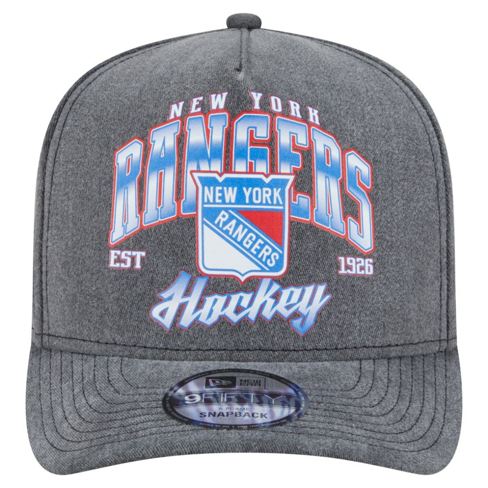 New York Rangers New Era Throwback Washed A-Frame Pre-Curved 9FIFTY Snapback Hat