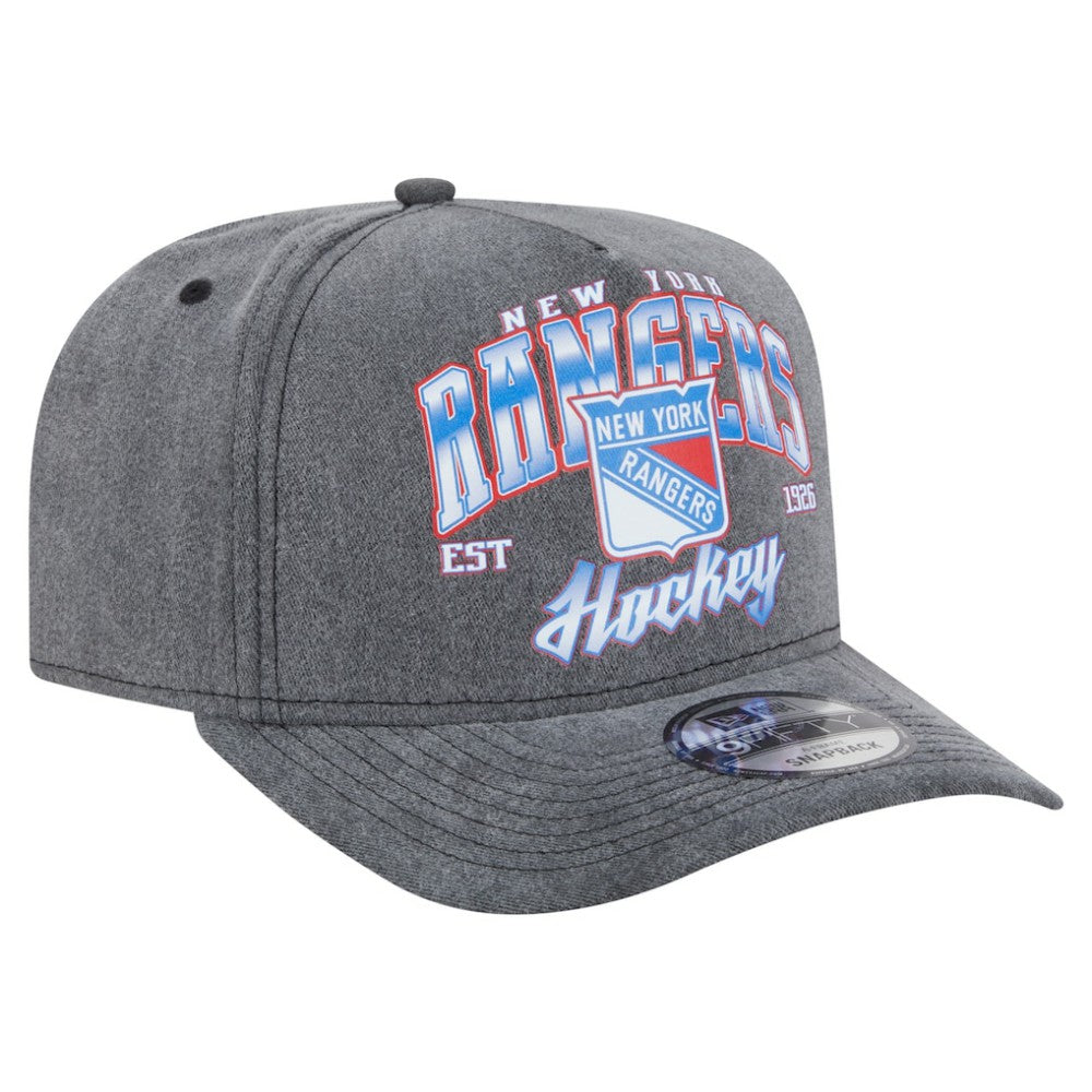 New York Rangers New Era Throwback Washed A-Frame Pre-Curved 9FIFTY Snapback Hat