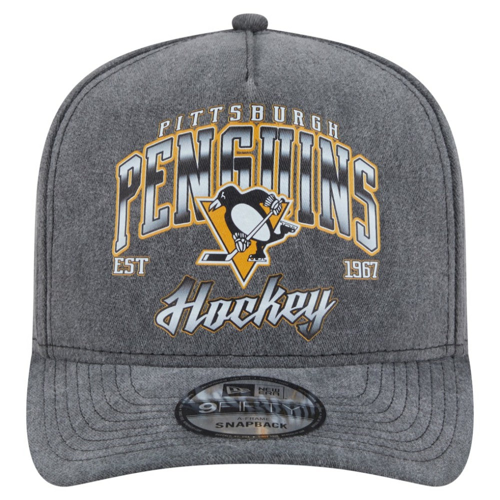 Pittsburgh Penguins New Era Throwback Washed A-Frame Pre-Curved 9FIFTY Snapback Hat