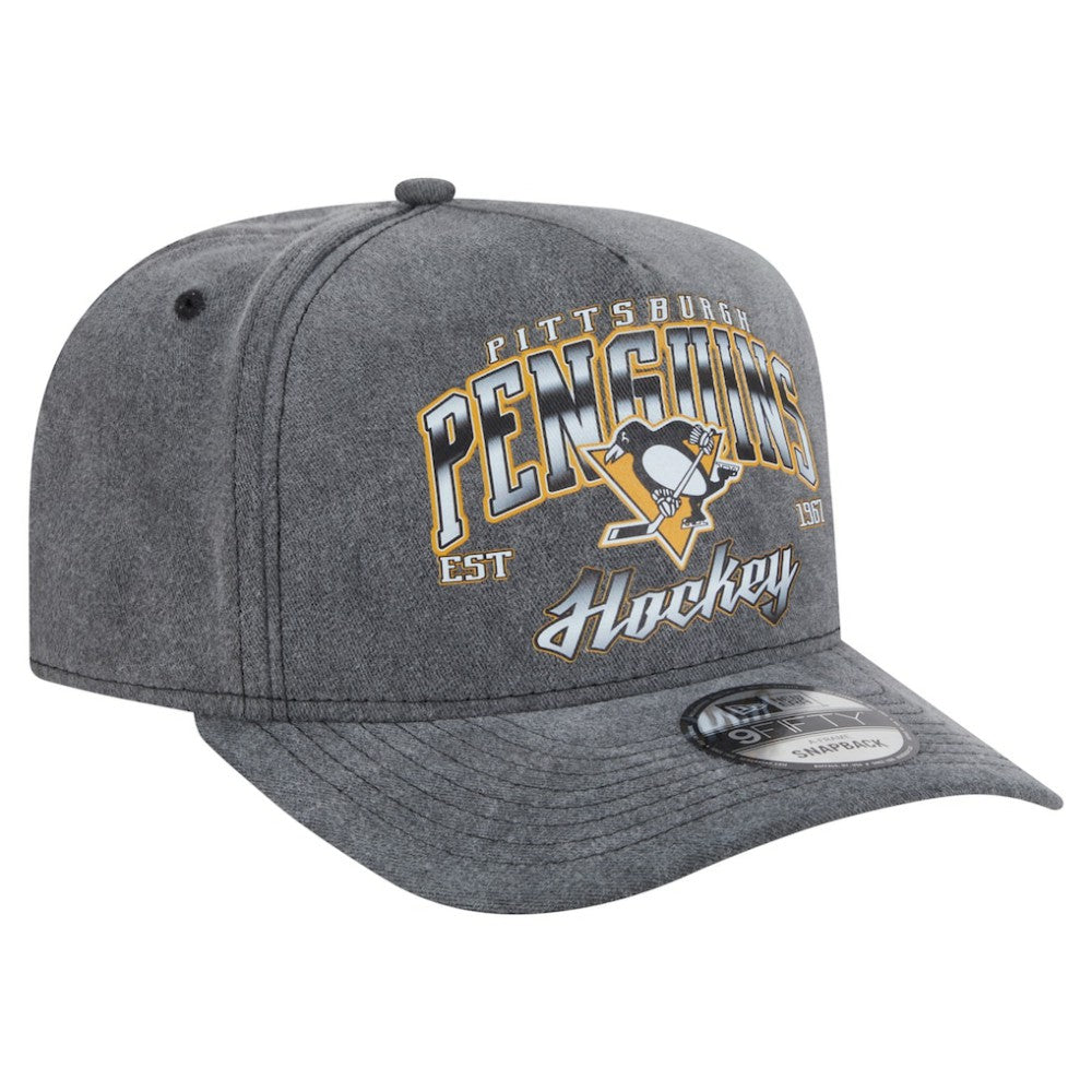 Pittsburgh Penguins New Era Throwback Washed A-Frame Pre-Curved 9FIFTY Snapback Hat