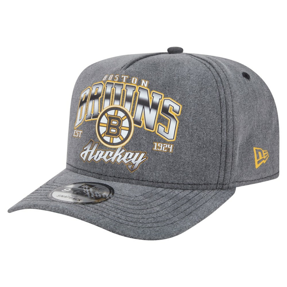 Boston Bruins New Era Throwback Washed A-Frame Pre-Curved 9FIFTY Snapback Hat