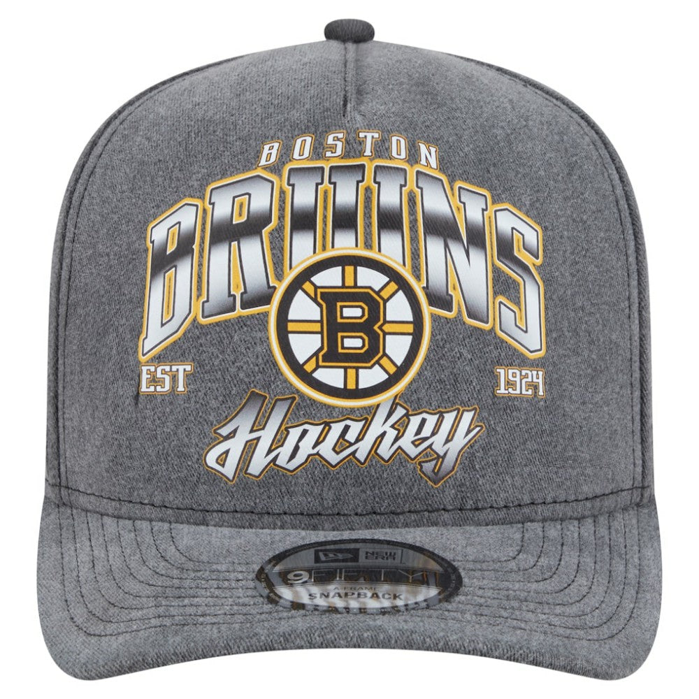 Boston Bruins New Era Throwback Washed A-Frame Pre-Curved 9FIFTY Snapback Hat