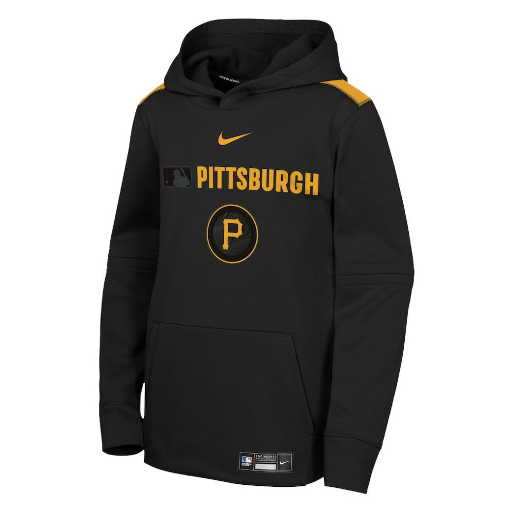 Pittsburgh Pirates Youth City Connect Authentic Collection Performance Pullover Hoodie - Black | Nike