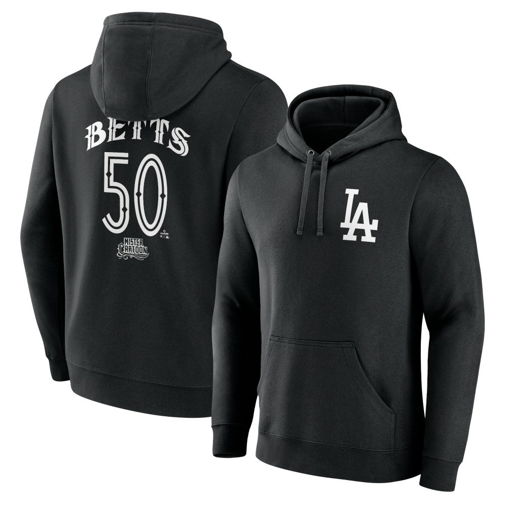 Mookie Betts Los Angeles Dodgers Mister Cartoon Name & Number Pullover Hoodie - Black
