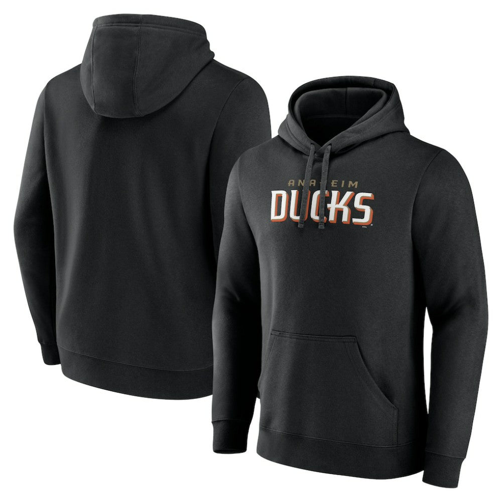 Anaheim Ducks Fanatics Wordmark Logo Fleece Pullover Hoodie