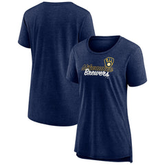 Milwaukee Brewers Women's Practice Time Tri-Blend T-Shirt - Navy