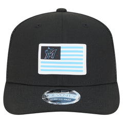 Miami Marlins Flag 9SEVENTY Stretch-Snap Hat - Black | New Era