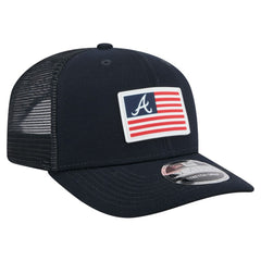 Atlanta Braves Flag 9SEVENTY Stretch-Snap Hat - Navy | New Era