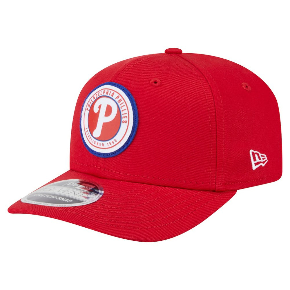 Philadelphia Phillies Circle Patch 9SEVENTY Stretch-Snap Hat - Red | New Era