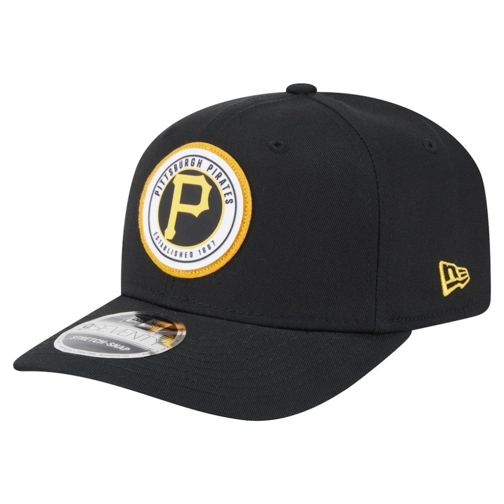 Pittsburgh Pirates Circle Patch 9SEVENTY Stretch-Snap Hat - Black | New Era
