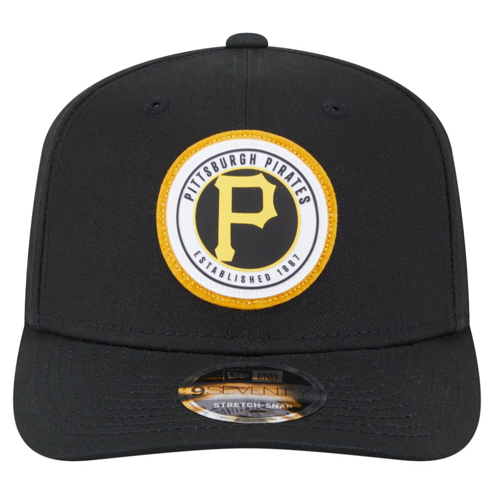 Pittsburgh Pirates Circle Patch 9SEVENTY Stretch-Snap Hat - Black | New Era