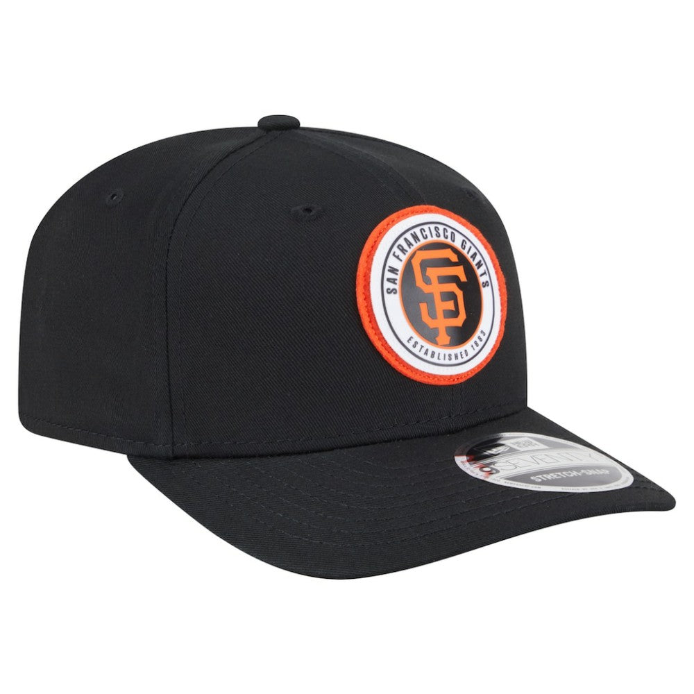 San Francisco Giants Circle Patch 9SEVENTY Stretch-Snap Hat - Black | New Era