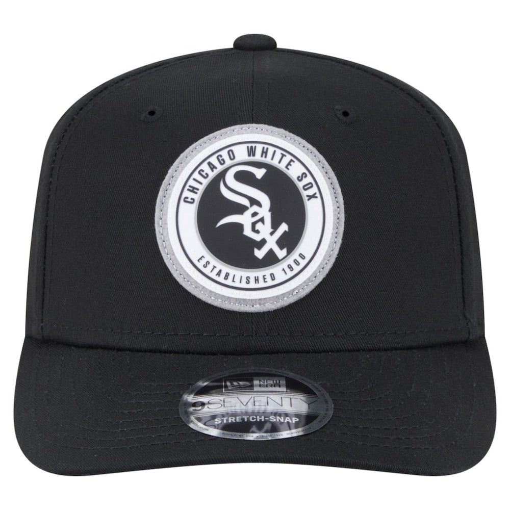 Chicago White Sox Circle Patch 9SEVENTY Stretch-Snap Hat - Black | New Era