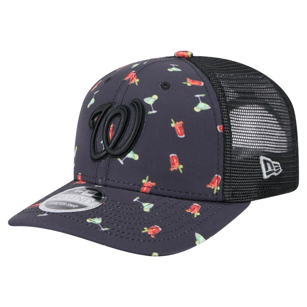 Washington Nationals Adventure Drinks Pattern 9SEVENTY Stretch-Snap Hat - Black | New Era