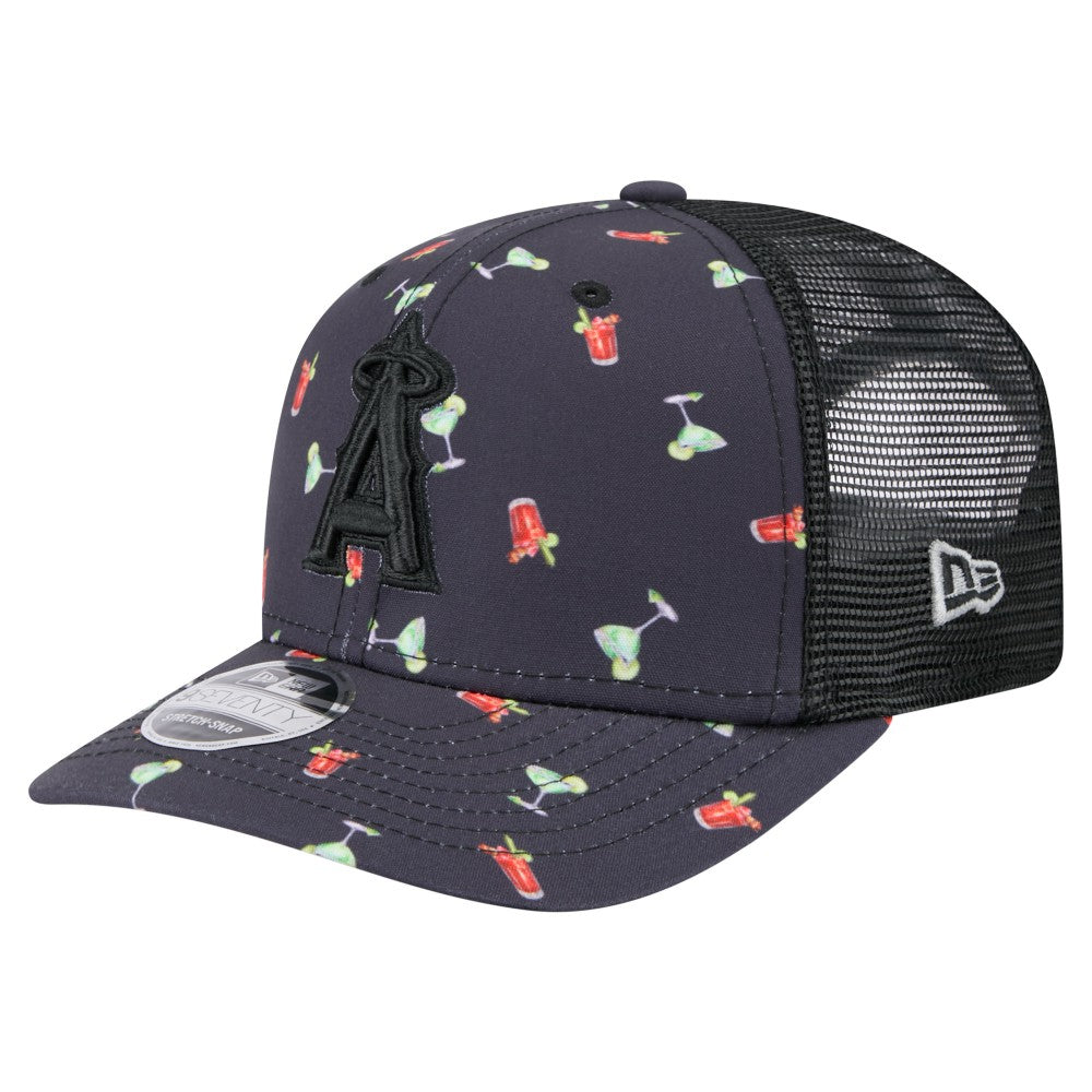 Los Angeles Angels Adventure Drinks Pattern 9SEVENTY Stretch-Snap Hat - Black | New Era