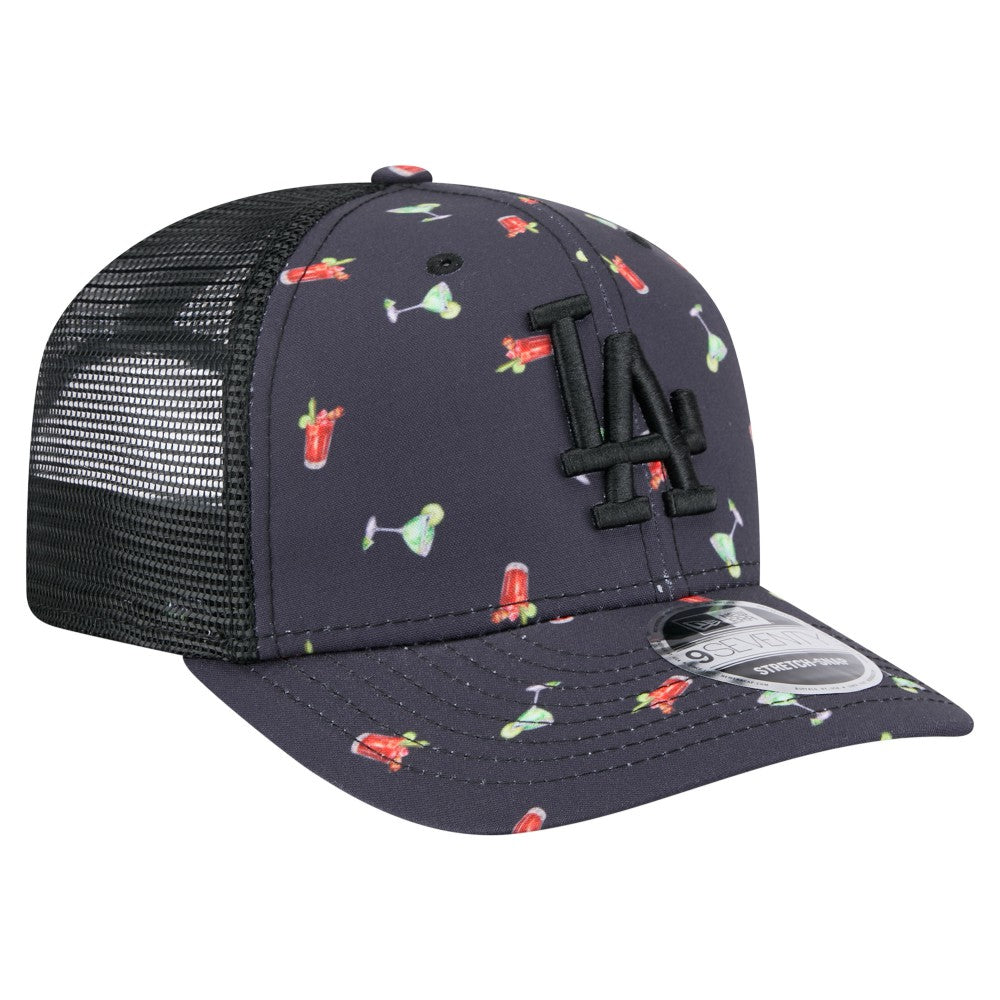 Los Angeles Dodgers Adventure Drinks Pattern 9SEVENTY Stretch-Snap Hat - Black | New Era