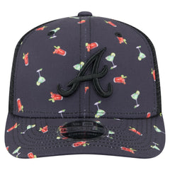 Atlanta Braves Adventure Drinks Pattern 9SEVENTY Stretch-Snap Hat - Black | New Era