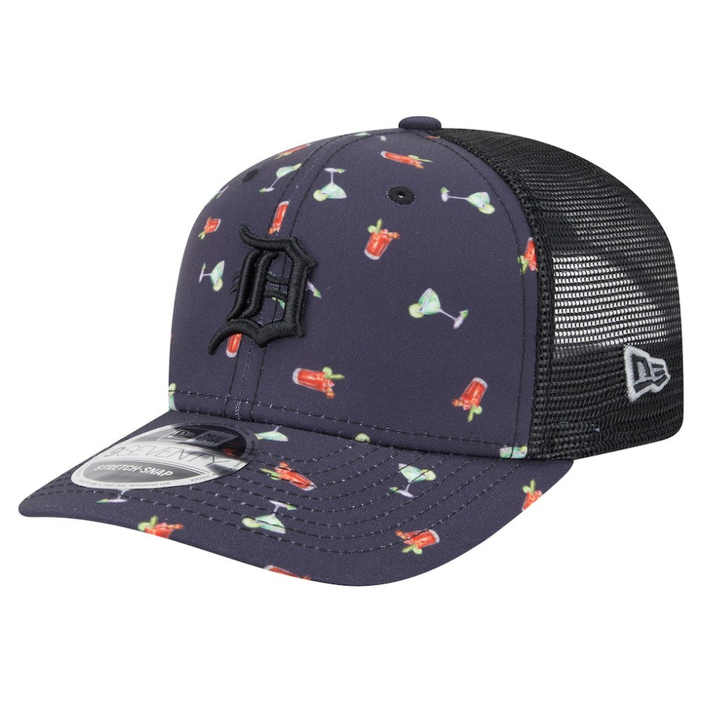 Detroit Tigers Adventure Drinks Pattern 9SEVENTY Stretch-Snap Hat - Navy | New Era
