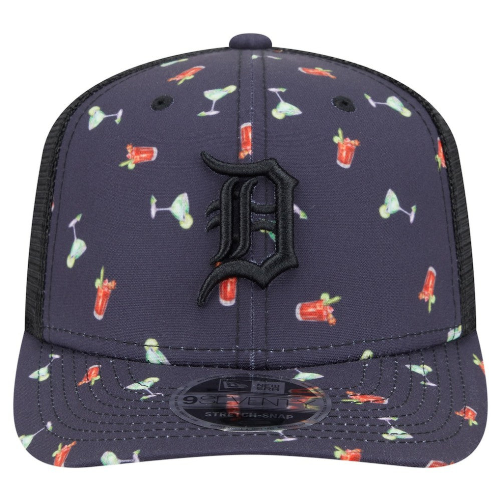 Detroit Tigers Adventure Drinks Pattern 9SEVENTY Stretch-Snap Hat - Navy | New Era