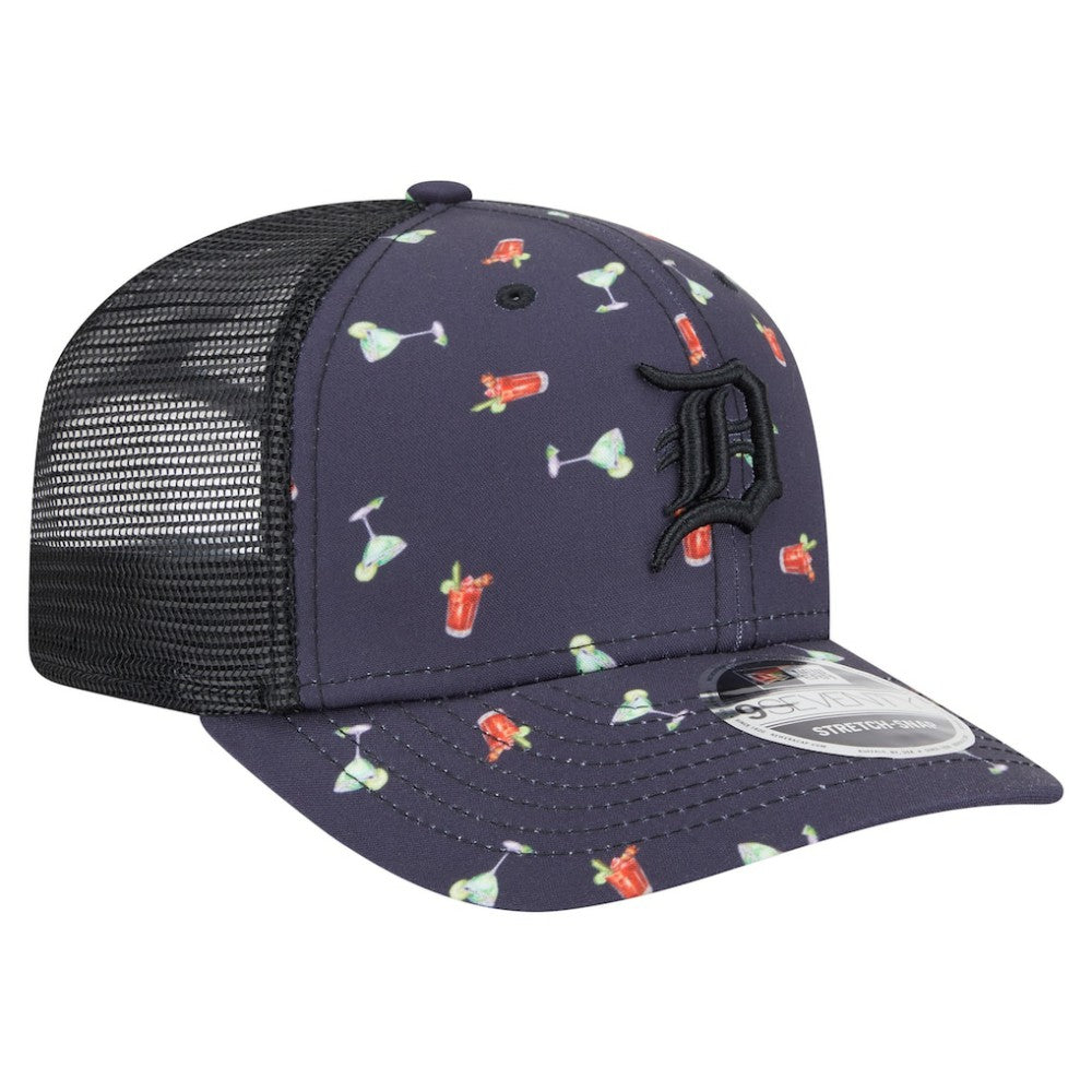 Detroit Tigers Adventure Drinks Pattern 9SEVENTY Stretch-Snap Hat - Navy | New Era