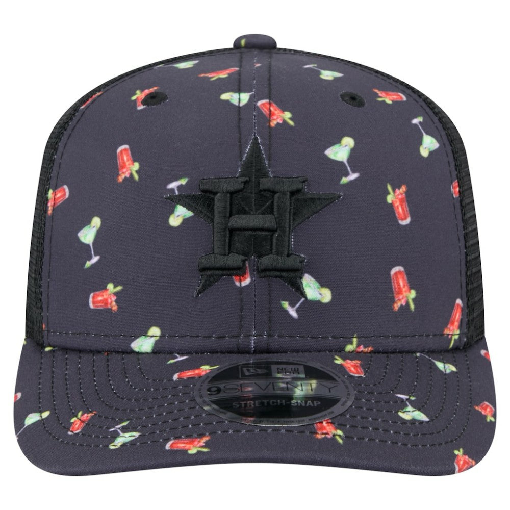 Houston Astros Adventure Drinks Pattern 9SEVENTY Stretch-Snap Hat - Black | New Era
