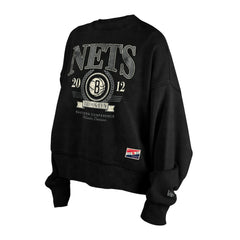 Brooklyn Nets Women's Throwback Vintage Enzyme Wash Oversized Boxy Pullover Sweatshirt - Black | New Era sale