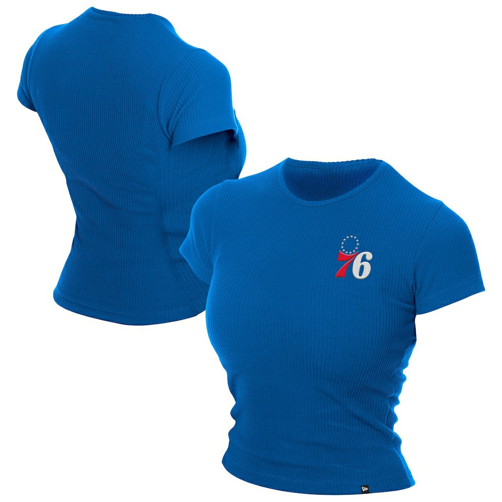 Philadelphia 76ers Women's Leisure Collection Baby Doll Cropped T-Shirt - Blue | New Era online