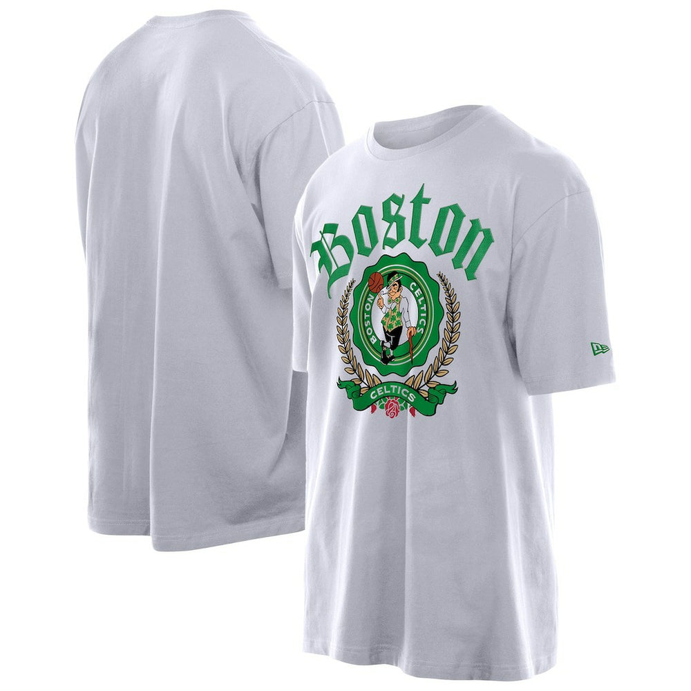 Boston Celtics Throwback Prep Oversized T-Shirt - White | New Era cheap