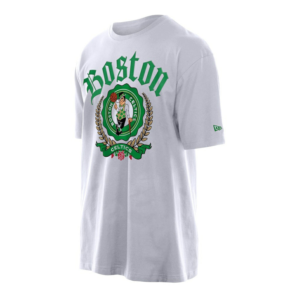 Boston Celtics Throwback Prep Oversized T-Shirt - White | New Era cheap