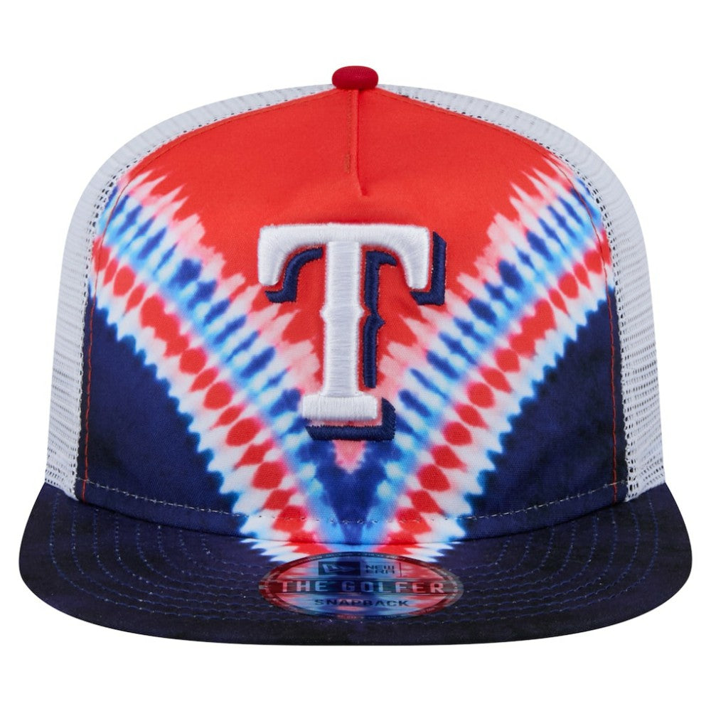Texas Rangers Tie-Dye Golfer Trucker Adjustable Hat | New Era
