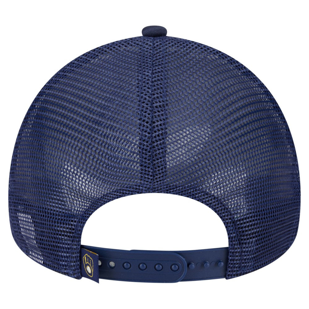 Milwaukee Brewers Distressed 9FORTY A-Frame Adjustable Trucker Hat - White | New Era