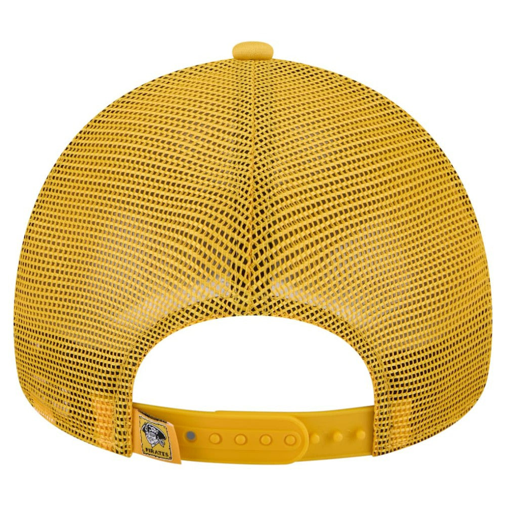 Pittsburgh Pirates Distressed 9FORTY A-Frame Adjustable Trucker Hat - White/Gold | New Era