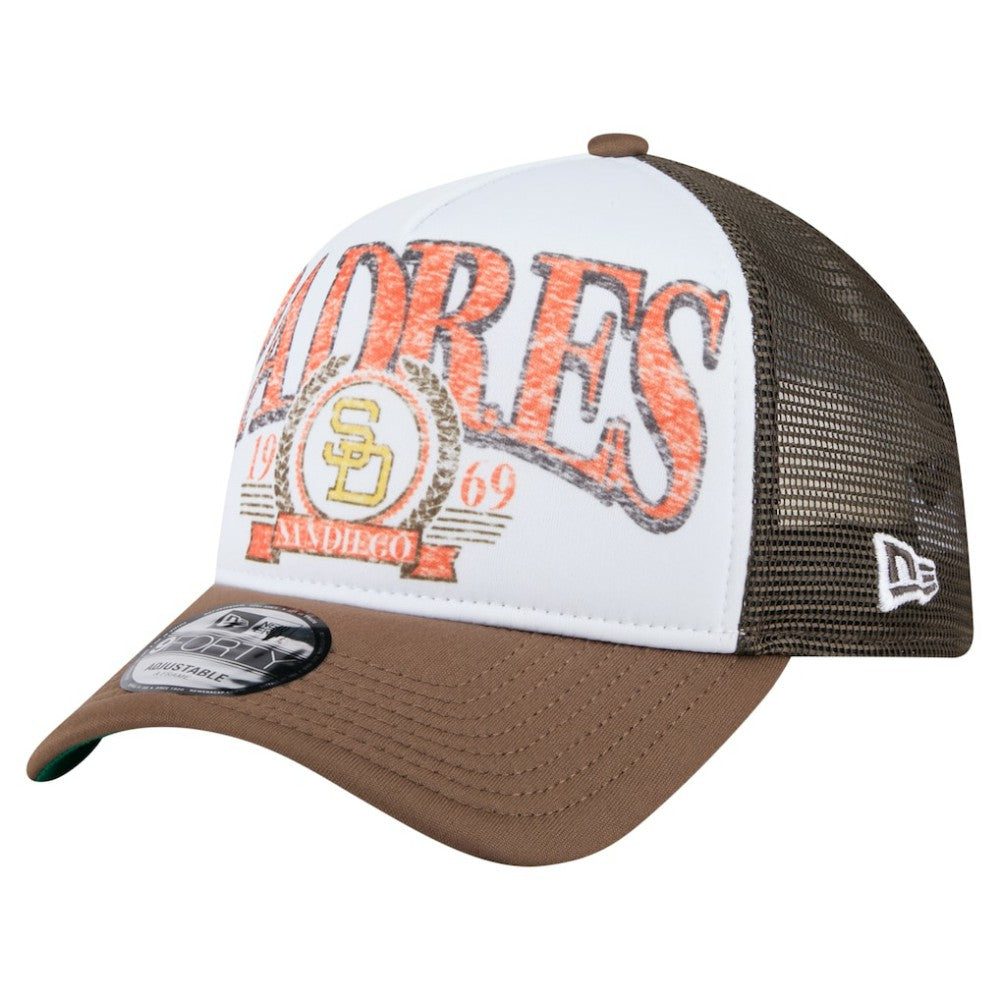 San Diego Padres Distressed 9FORTY A-Frame Adjustable Trucker Hat - Brown | New Era