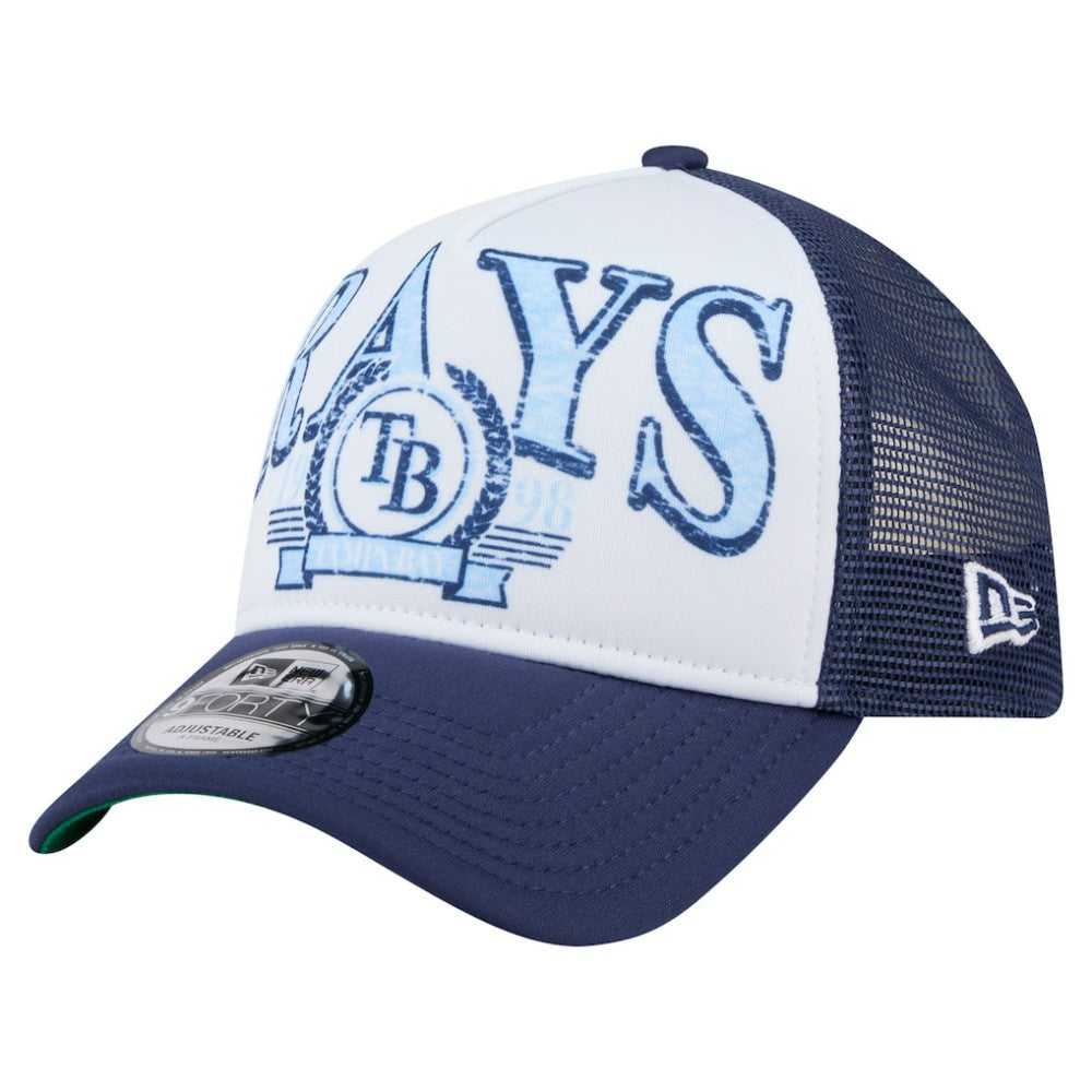 Tampa Bay Rays Distressed 9FORTY A-Frame Adjustable Trucker Hat - Navy | New Era