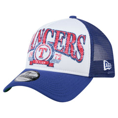 Texas Rangers Trucker A-Frame 9FORTY Adjustable Hat - White/Royal | New Era