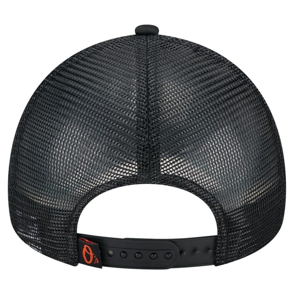 Baltimore Orioles Distressed 9FORTY A-Frame Adjustable Trucker Hat - Black | New Era