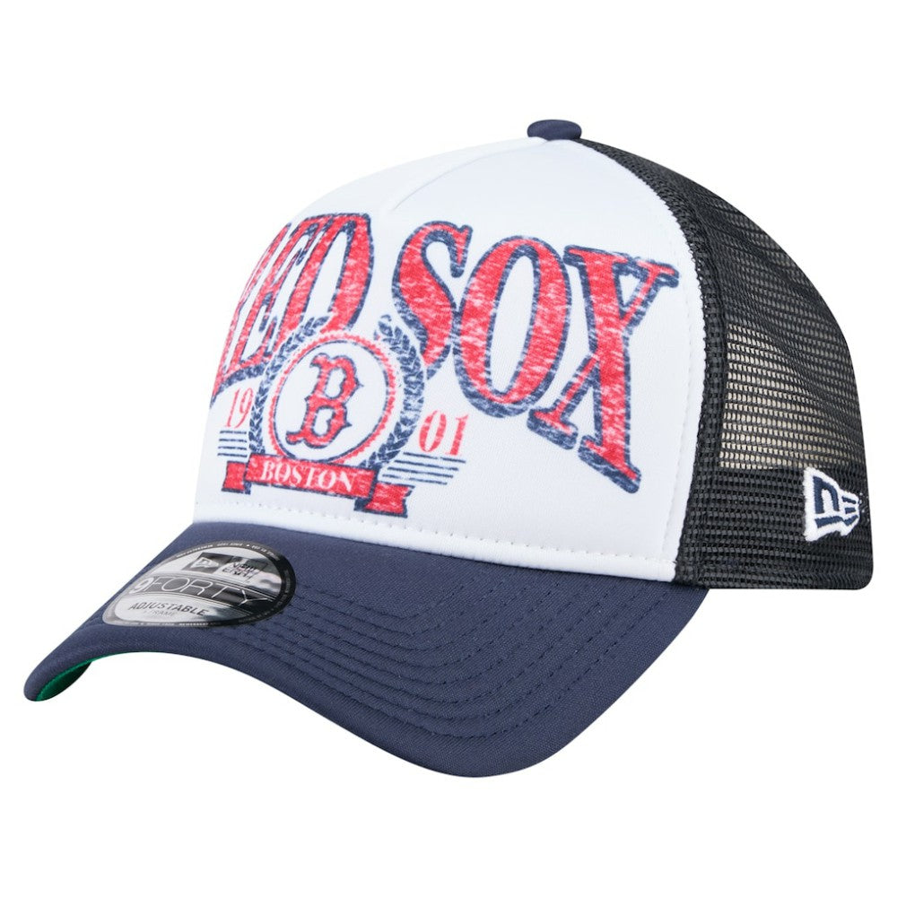 Boston Red Sox Distressed 9FORTY A-Frame Adjustable Trucker Hat - Navy | New Era