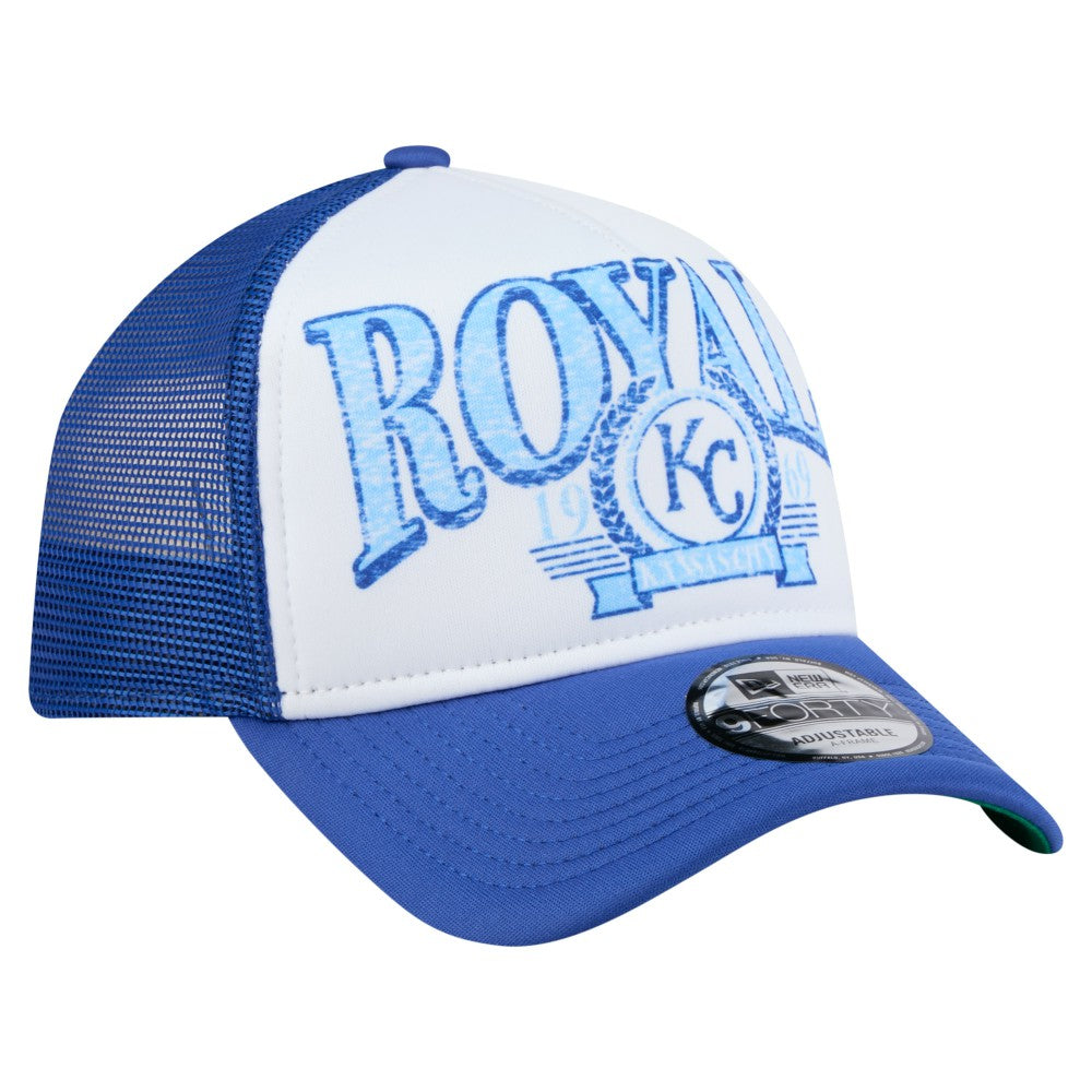 Kansas City Royals Distressed 9FORTY A-Frame Adjustable Trucker Hat - Royal | New Era