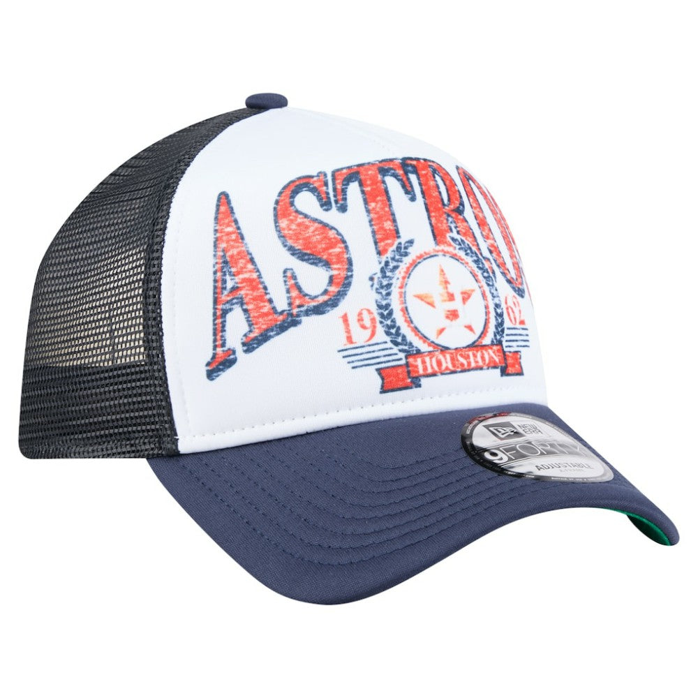 Houston Astros Distressed 9FORTY A-Frame Adjustable Trucker Hat - Navy | New Era
