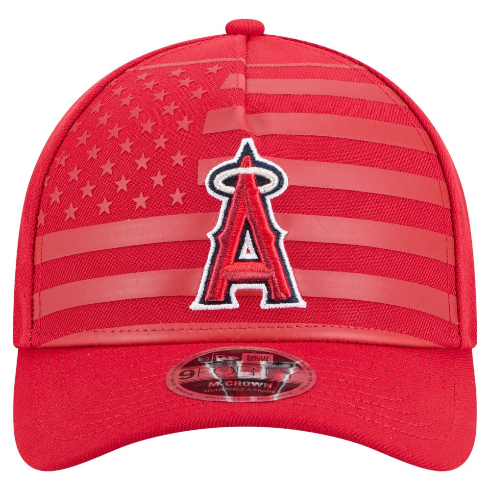 Los Angeles Angels American Flag 9FORTY M-Crown A-Frame Adjustable Hat - Red | New Era