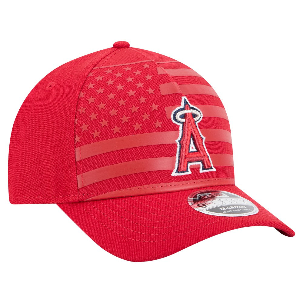 Los Angeles Angels American Flag 9FORTY M-Crown A-Frame Adjustable Hat - Red | New Era