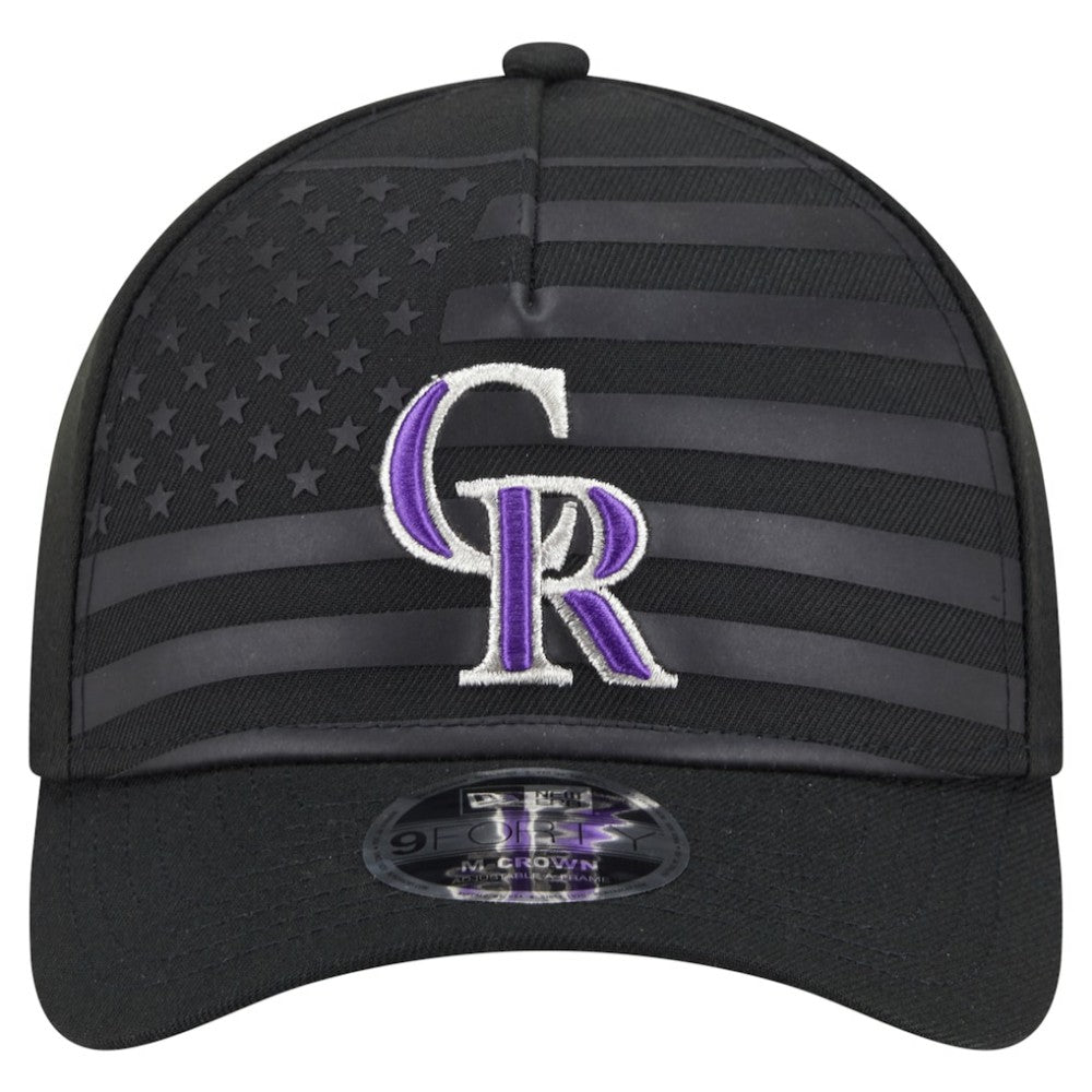 Colorado Rockies American Flag 9FORTY M-Crown A-Frame Adjustable Hat - Black | New Era