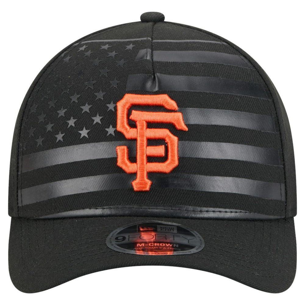 San Francisco Giants American Flag 9FORTY M-Crown A-Frame Adjustable Hat - Black | New Era
