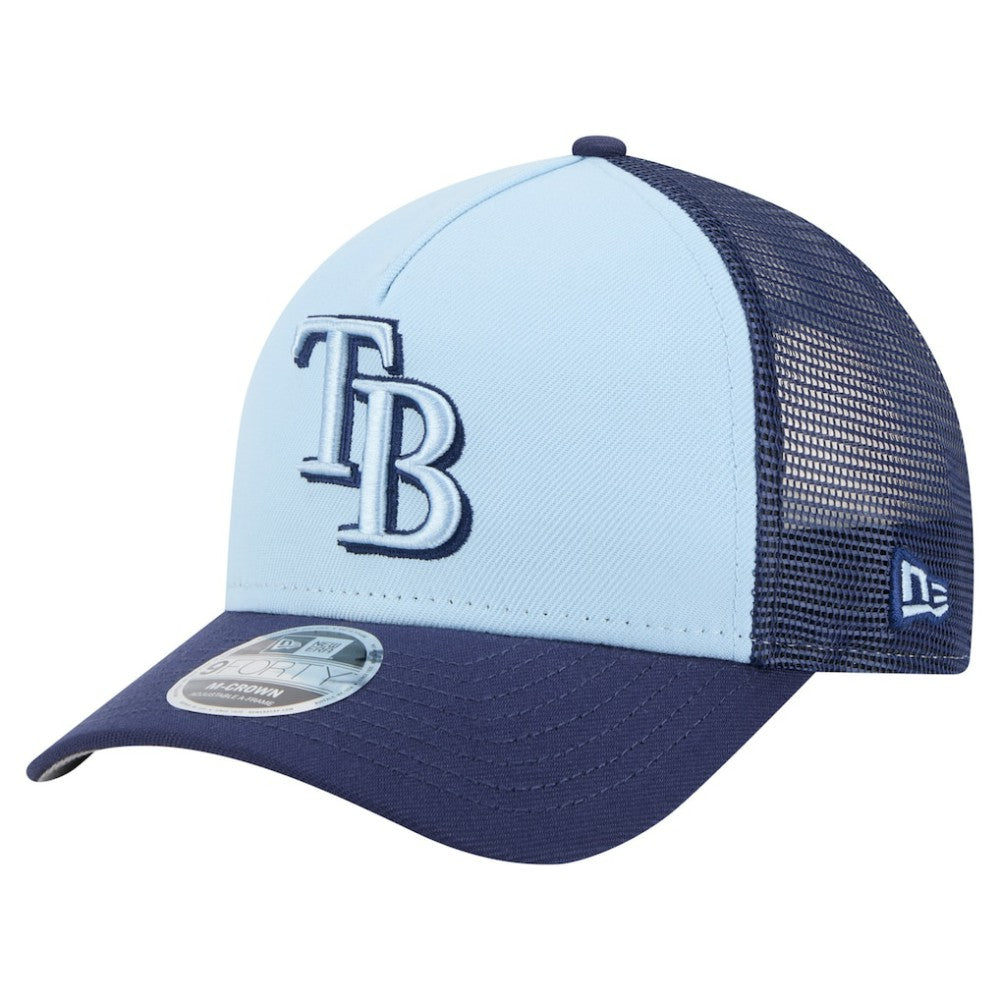 Tampa Bay Rays 2-Tone Color Pack 9FORTY M-Crown A-Frame Adjustable Hat - Light Blue/Navy | New Era