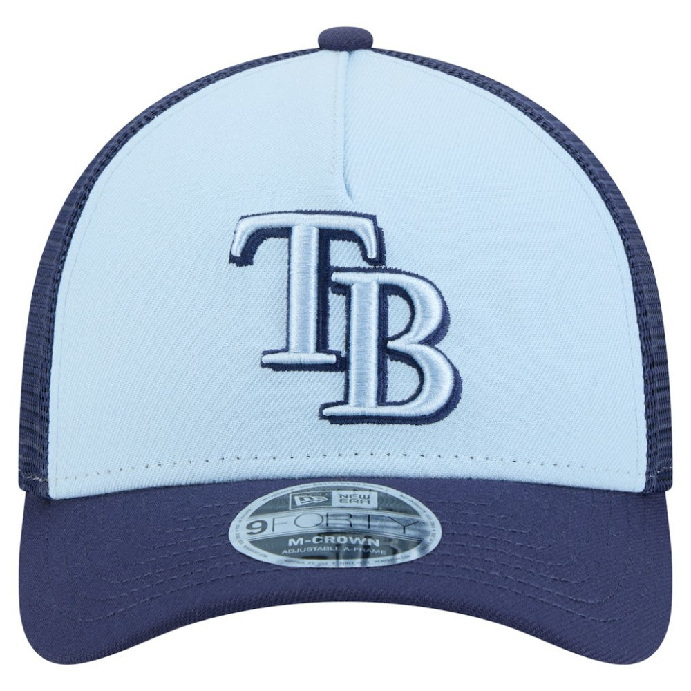 Tampa Bay Rays 2-Tone Color Pack 9FORTY M-Crown A-Frame Adjustable Hat - Light Blue/Navy | New Era