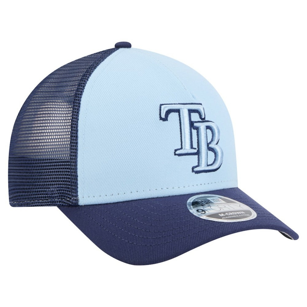 Tampa Bay Rays 2-Tone Color Pack 9FORTY M-Crown A-Frame Adjustable Hat - Light Blue/Navy | New Era