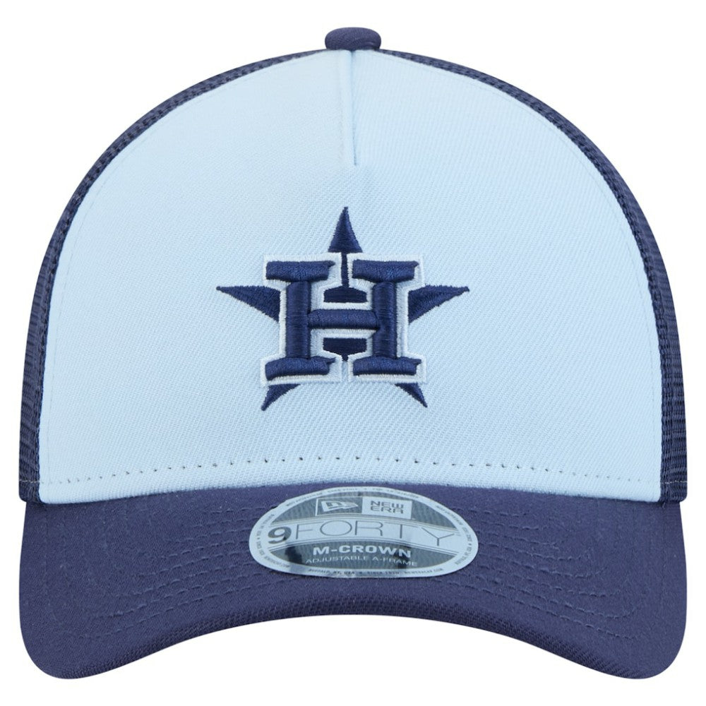 Houston Astros 2-Tone Color Pack 9FORTY M-Crown A-Frame Adjustable Hat - Light Blue/Navy | New Era
