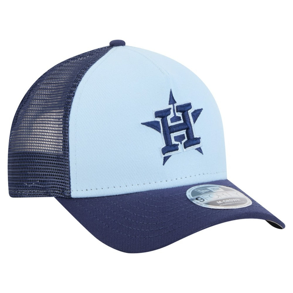 Houston Astros 2-Tone Color Pack 9FORTY M-Crown A-Frame Adjustable Hat - Light Blue/Navy | New Era